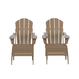 WestinTrends Malibu HDPE Outdoor Patio Folding Poly Adirondack Chairs with Ottomans (4-Piece Conversation Set) - 1 of 4