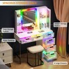 Vlsrka RGB Vanity Desk with Sliding Mirror and LED Lights - 3 of 3
