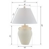 Maxax Cream White Ceramic Table Lamp,Modern Design Desk Lamp with Beige Fabric Shade for Bedroom, Living Room, 3-Way 100W E26 Base - 3 of 4