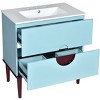 YOOCOZZ 30'' Freestanding Bathroom Vanity Cabinet with Ceramic Sink and 2 Drawers-Blue - 2 of 4