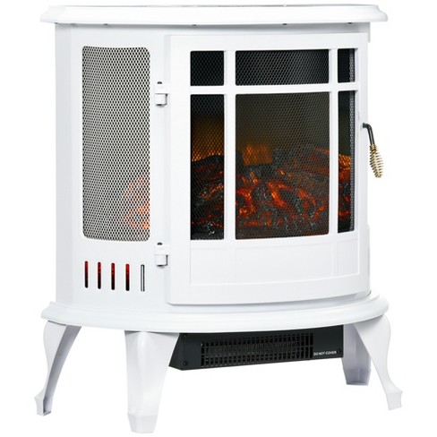 Homcom 22 Electric Infrared Fireplace Stove, Freestanding Fireplace Heater  W/ Realistic Flame And 3 Side View, Adjustable Temperature, 1500w, White :  Target