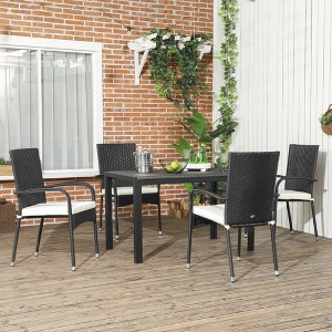 NicBex 4PC Outdoor Dining Chair with Cushions,Rattan Patio Dining Chairs with Armrests and Backrest,23.5 inch Chairs for Patio,Garden,White Brown - 1 of 4