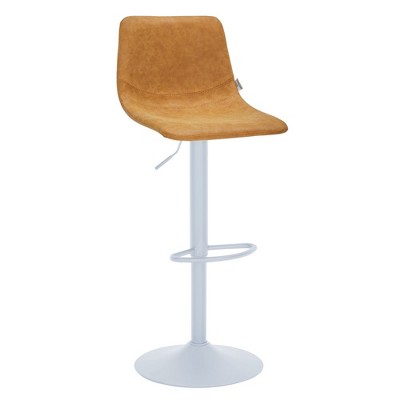 LeisureMod Adjustable Height Bar Stool with Leather Upholstery Iron Base and High-Density Foam Seat Tilbury Collection