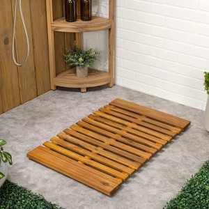 JONATHAN Y Paige Modern Classic Acacia Wood Slat Indoor/Outdoor Shower Mat - 1 of 4