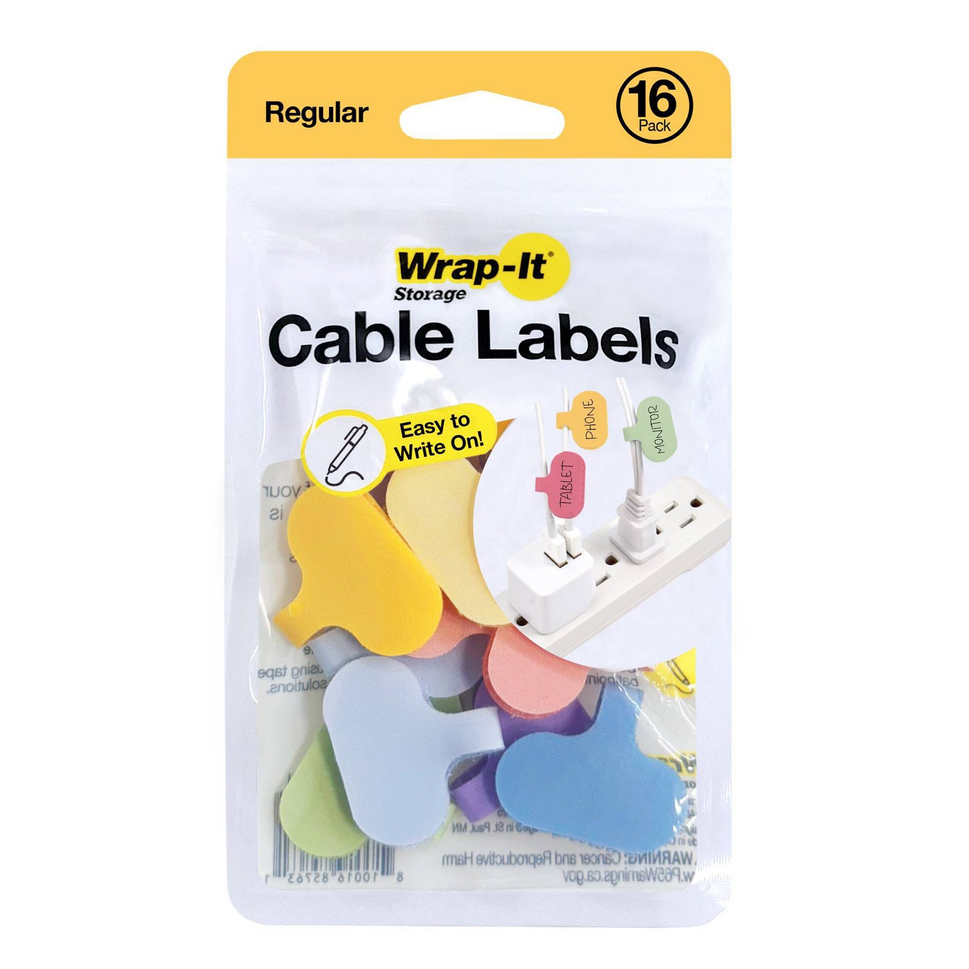 Wrap-It Cable Labels Regular 16pk Macaron