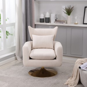 Swivel Barrel Chair, Upholstered Armchair with Backrest, Mid Century 360° Swivel Arm Chair, Sofa Corner Barrel Chair for Nursery Living Room - 1 of 4