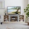 70" Large TV Stand with Faux Stacked Stone Surround, Media Console Table with Spacious Storage Cabinet, TV Desk Storage Rack, Entertainment Center - 3 of 4