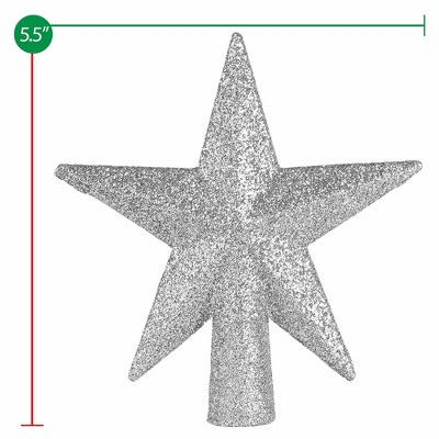 Silver Glitter Plastic Star Christmas Tree Topper - Set of 3