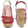 Perphy Women's Platform Heels Lace Bow Decor Slingback Wedge Sandals - 2 of 3