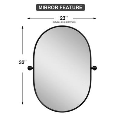 Lirago Black Wrought Iron Oval Swivel Mirror 1.56" D x 23" W x 32" H