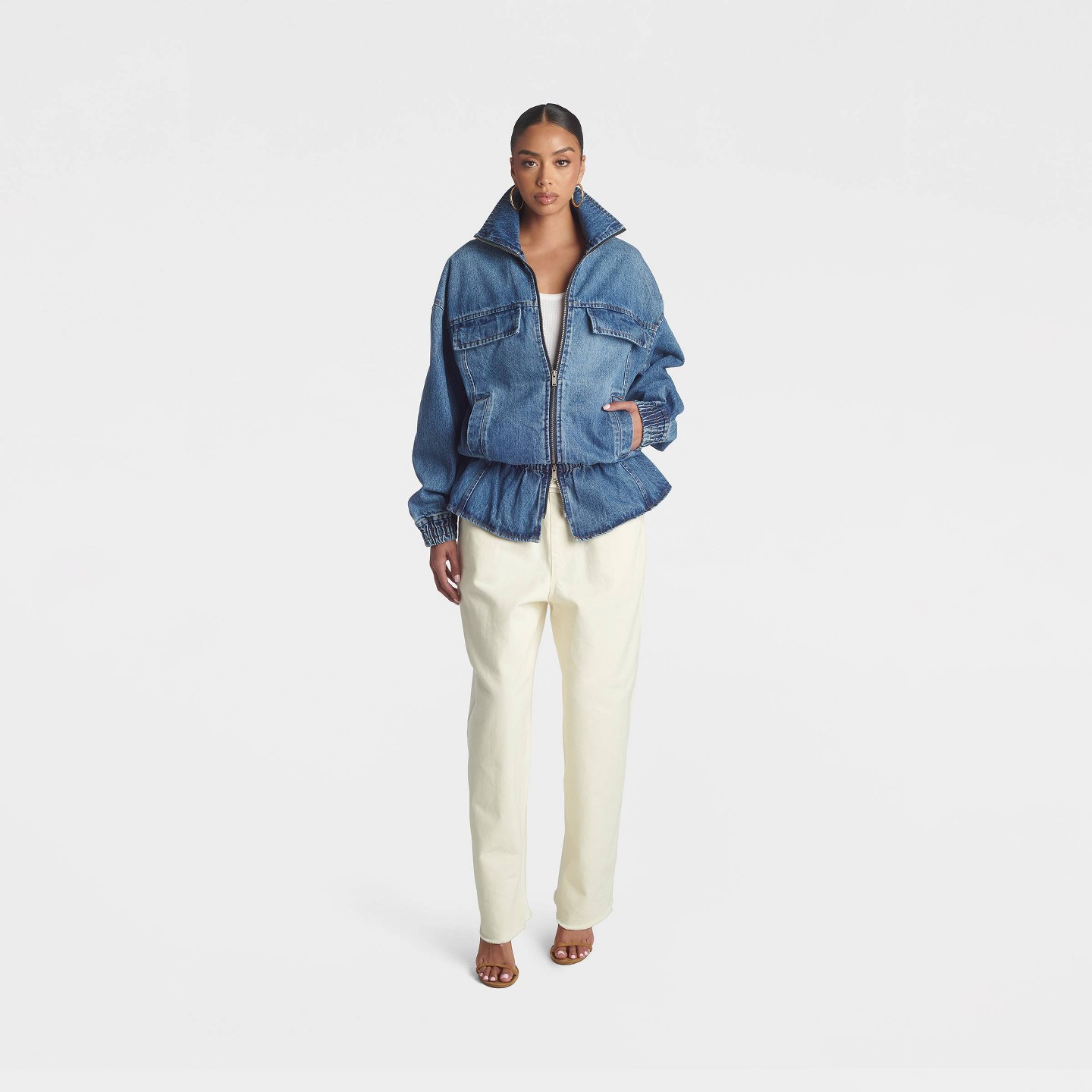 Женская куртка KBB by Kahlana 'The Peplum Denim Jacket' - Dark Wash, цвет: Джинсовый — фото 3