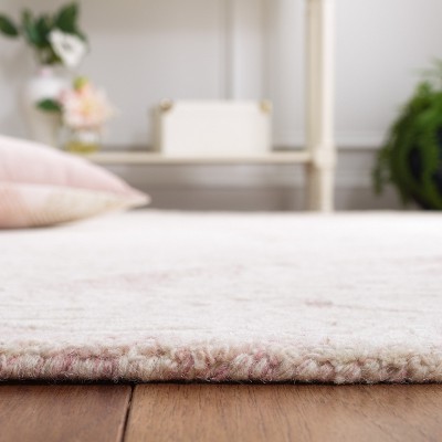 6' Square Pink and Ivory Hand-Tufted Wool Area Rug