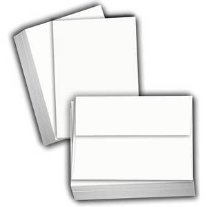 Hamilco White Cardstock - Flat 4.5" X 6.25" A6 Blank Index Flash Note & Post Cards - 80 lb Card Stock for Printer (100 Cards with Envelopes) - 1 of 4