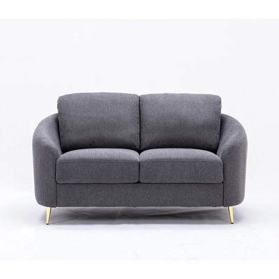 Yuina 60'' Gray Linen Loveseat with Sloped Arms