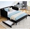 KTMBDW Twin/Full Size Platform Bed Frame, Velvet Upholstered Sofa Bed with 2 Storage Drawers & Adjustable Headboard, Wooden Slats Support - 2 of 4