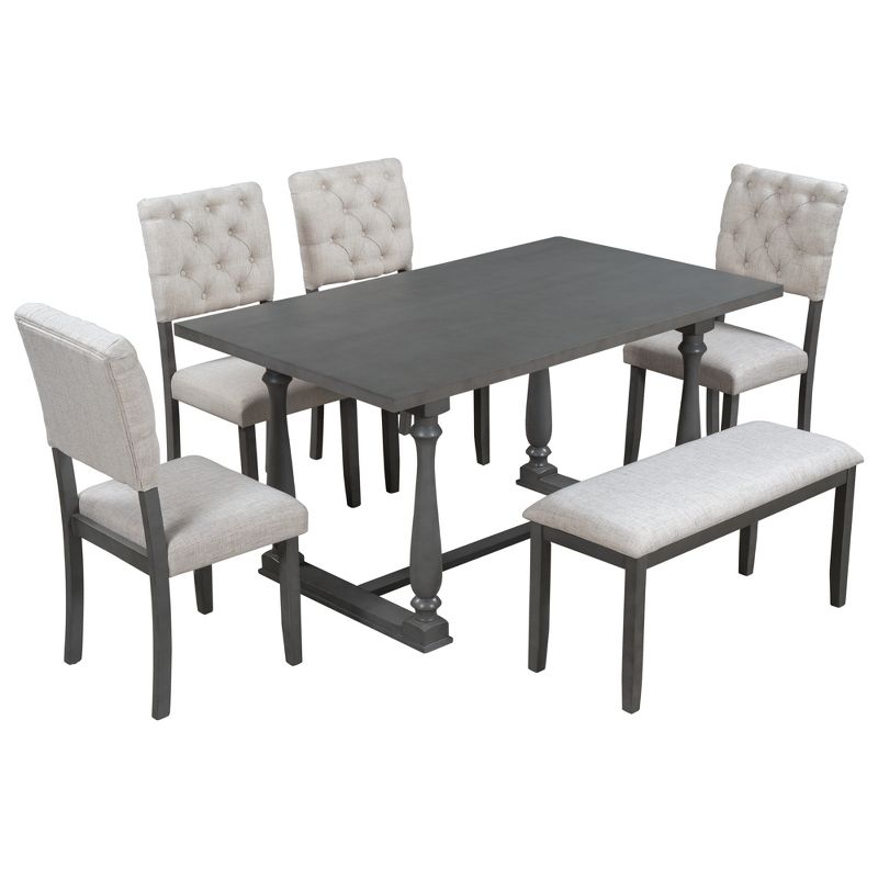6-Piece Dining Table and Chair Set with Special-Shaped Legs and Foam-covered Seat - ModernLuxe, 5 of 12