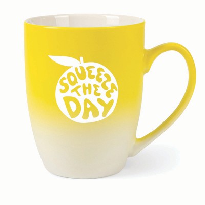 Elanze Designs Squeeze The Day Two Toned Ombre Matte 10 ounce New Bone China Coffee Tea Cup Mug, Yellow and White