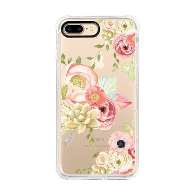 OTM Essentials Apple iPhone 8/7 Hybrid Rugged Edge Clear Phone Case - Pink Flower Garden