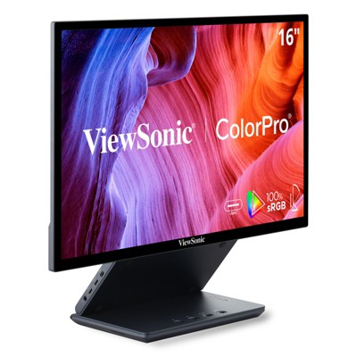 ViewSonic VP1656 15.6 Inch 1080p IPS Portable Monitor with 2 Way Powered 40W USB C, Pantone Validated, Factory Calibrated, Built in Ergonomic Stand