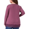 Agnes Orinda Women's Plus Size Lace Hem Square Neck Long Sleeve Casual Tunic Blouse - 4 of 4