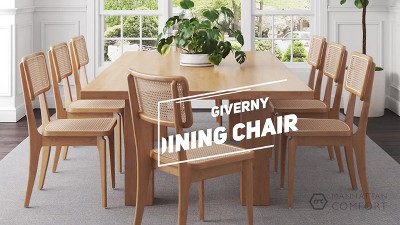 Giverny Natural Ash Wood and Rattan Armless Dining Chair