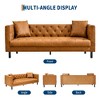 81" Chesterfield Sofa, Modern Leather Couch, Handmade Button Tufted 3 Seater Sofa, Deep Seats and 2 Pillows, for Apartment, Office - 3 of 4