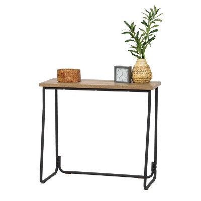 Compact Urban Industrial Black Wood Desk with Filing Cabinet