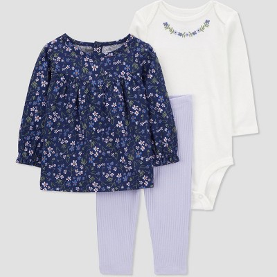 Image of Carter's Just One You® Baby Girls' Floral Top & Bottom Set - Purple Newborn