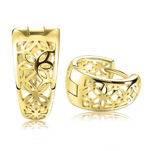 Filigree Wide Hoop Earrings for Women White Gold Plated Ginger Lyne Collection - 1 of 4