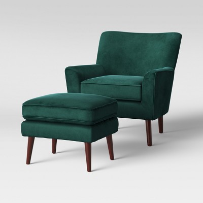 teal chair with ottoman