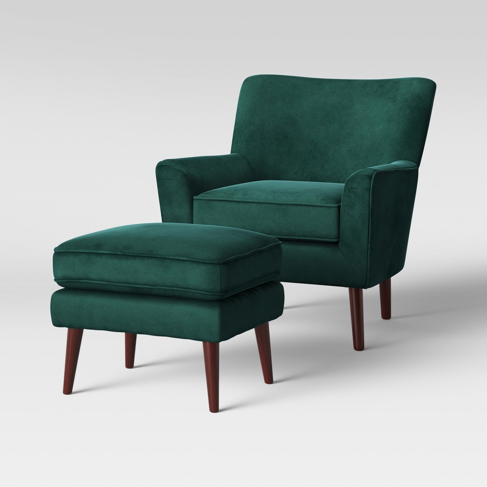 Englund Chair and Ottoman Dark Green Velvet - Project 62 was $450.99 now $225.49 (50.0% off)