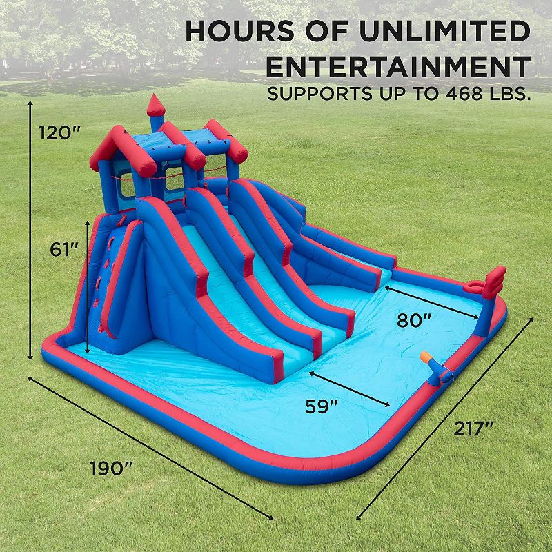 Sunny & Fun Inflatable Kids Backyard Triple Water Slide Castle Park, 2 of 8