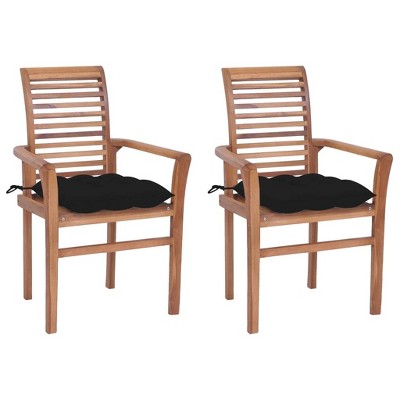 vidaXL Patio Dining Chairs 2 Pcs, Dining Side Chair with Armrests, Outdoor Dining Chair for Deck Garden Lawn