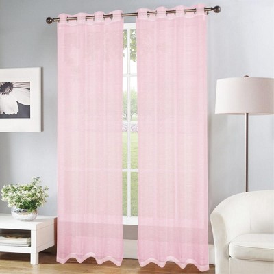 Olivia Gray Erica Doily Stripe Grommet Panel Pair - 54x90", Blush