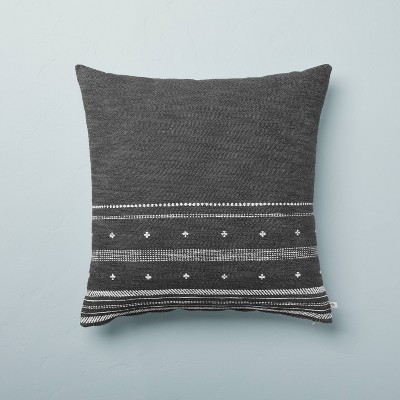 24" x 24" Dotted Stripe Throw Pillow with Zipper Railroad Gray - Hearth & Hand™ with Magnolia