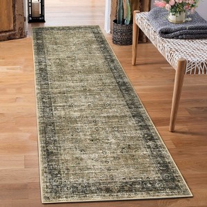 Soft Vintage Distressed Low Pile Washable Large Indoor Area Rug for Living Room Bedroom Dining Room - 1 of 4