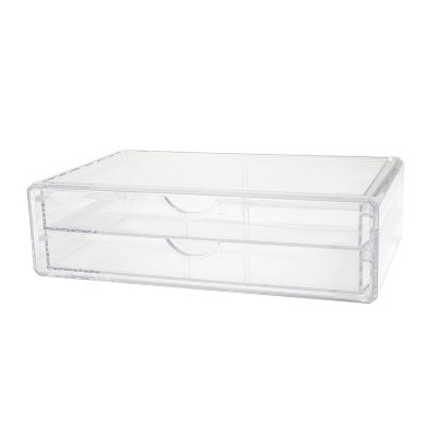 Clear Plastic Stackable Desktop Organizer with 2 Drawers
