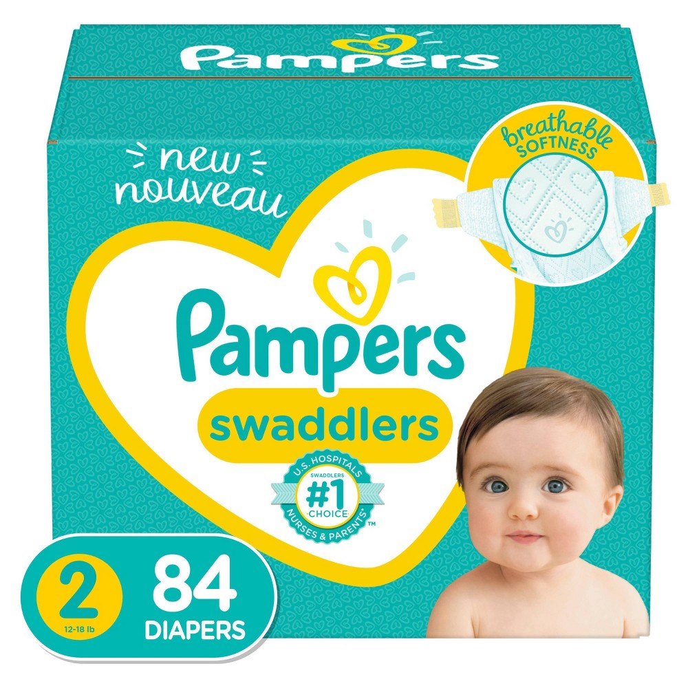 Pampers Swaddlers Diapers, Soft and Absorbent, Size 2, 84 ct