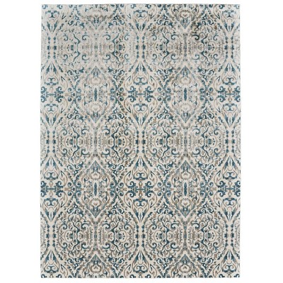 Keats Transitional Abstract Blue/Green/Ivory Area Rug