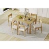7 PCS Retro Dining Set for Kitchen, Rectangular Table with MDF Top, Upholstered Chairs with Rubberwood Frame and Cushions-Coolbibila - 3 of 4