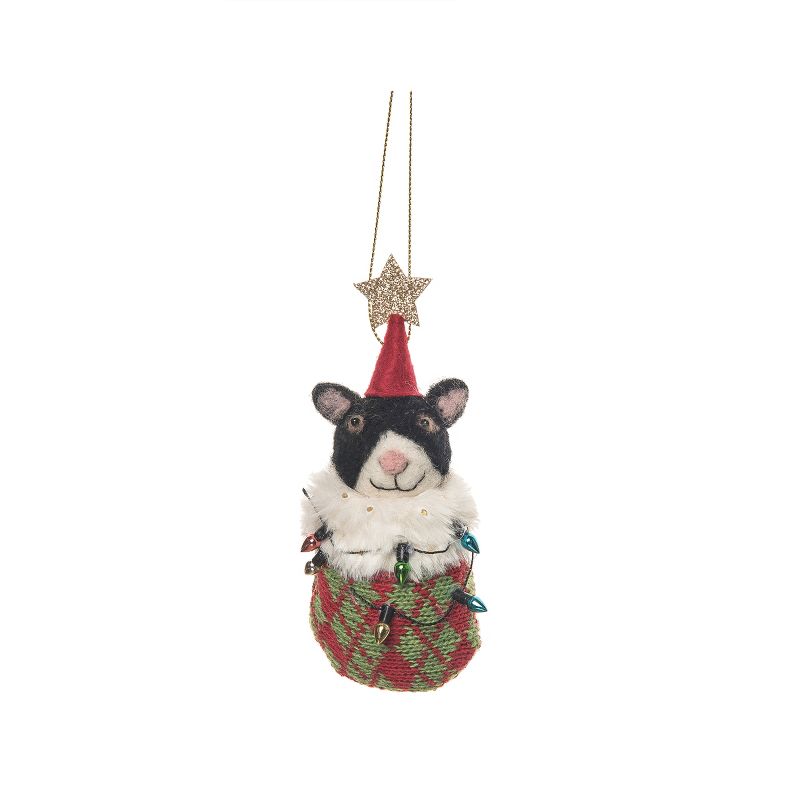 Gallerie II Mouse In Stocking W/Star Fabric Ornament, 1 of 5