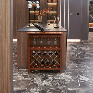 32 Bottles Freestanding wine rack,Wine Storage Rack, Freestanding Display Rack for Kitchen, Pantry, Cellar,walnut - 1 of 4