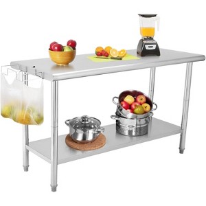 Stainless Steel Table 36x24", Heavy Duty Metal Commercial Prep Table with Storage Racks, Back Panel, Casters and Hooks for Kitchen, Home Food Prep - 1 of 4
