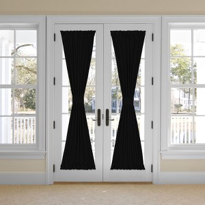 Kate Aurora Country Farmhouse Living Solid Colored Semi Sheer Single Door Curtain Panel With Tieback - 1 of 4