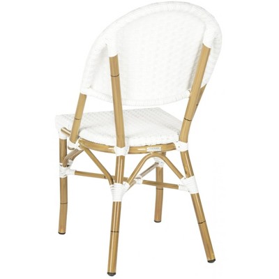 Off-White Faux Bamboo and Wicker Bistro Chair Set