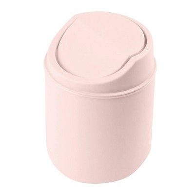 LunaLulinlk Pink 0.50 Gallon Mini Trash Can with Lid, Small Wastebasket Trash Can, Mini Countertop Trash Can, Rotating Trash Can