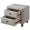 Vynxaria Boucle Upholstered Nightstand - 2 Drawers, Curved Frame, Mid-Century Modern Wood Legs - 2 of 4