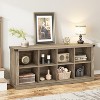 8-Cube Organizer Bookcase, 62" Farmhouse Storage Shelf, Open Cube Organizer with Bins, Low Bookshelf for Living Room - 3 of 4