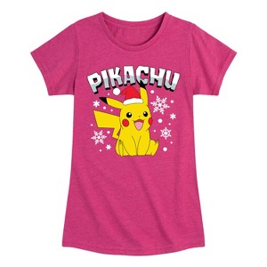 Girls' - Pokémon - Pikachu With Hat Fitted Short Sleeve Graphic T-Shirt - 1 of 4