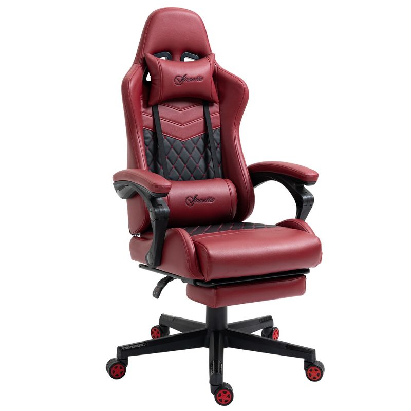 Vinsetto Racing Gaming Chair Diamond PU Leather Office Gamer Chair High Back Swivel Recliner with Footrest, Lumbar Support, Adjustable Height, 1 of 8